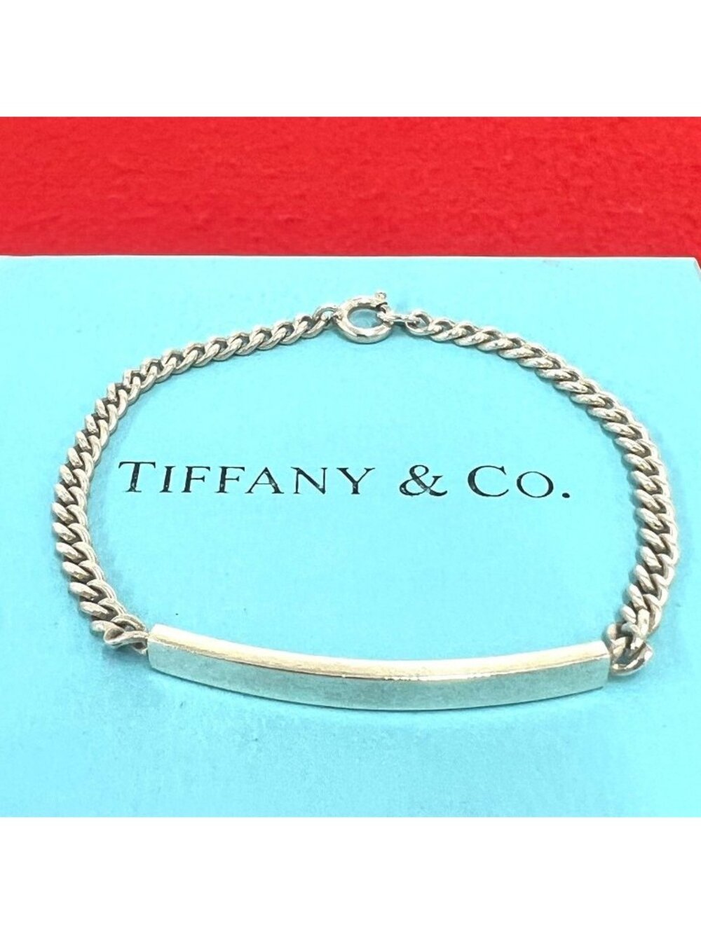 Tiffany & Co Vintage ID Bracelet 925 Sterling Silver Chain Bangle